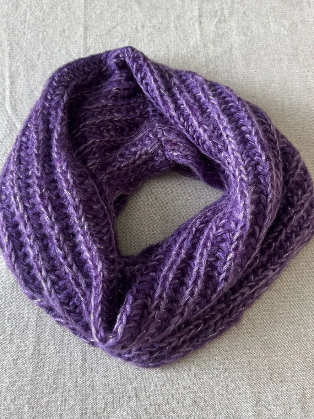 Purple Soft Knit Crochet Neck Wrap Scarf